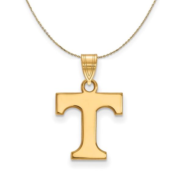 14k Yellow Gold U. of Tennessee Small Initial T Necklace - 18 Inch - Picture 1 of 7